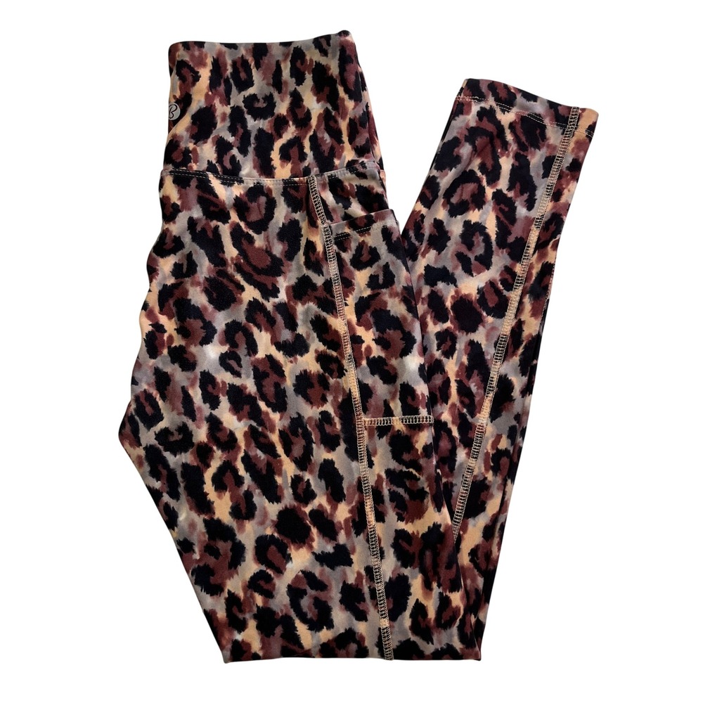 Bally Total Fitness Womens Leopard Print Leggings,‎ Womens Size S Exercise 569